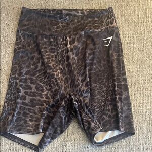 Gymshark Leopard Print Shorts - Gray and Black